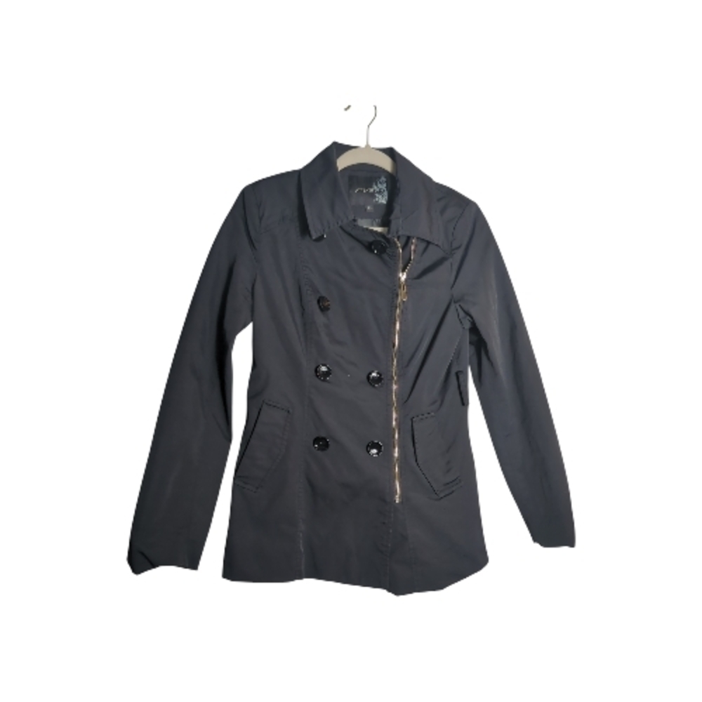 Attentif Paris Black Double-Breasted Zip Utility Trench Jacket Edgy Classic